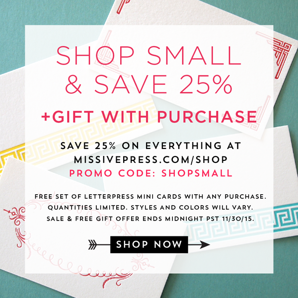 Shop Small Letterpress Sale