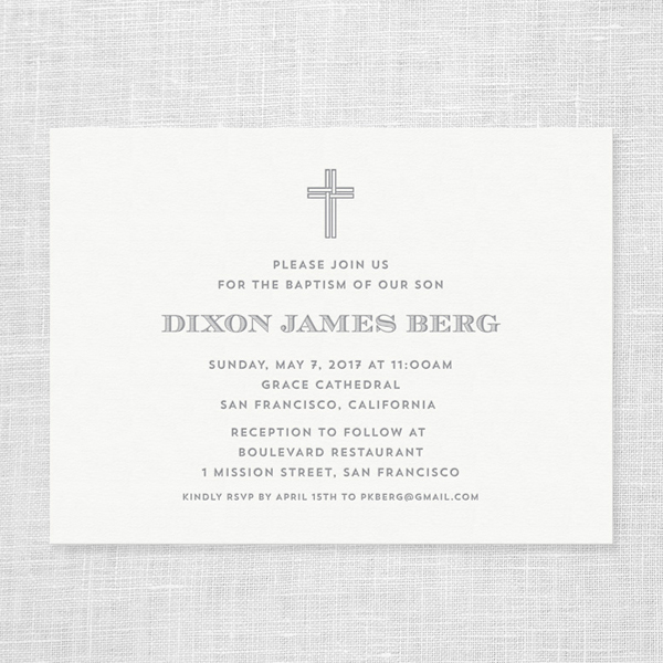 Custom Letterpress Baptism Invitations